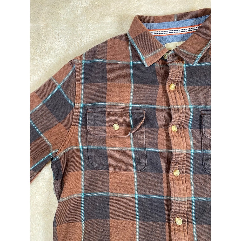The Normal Brand Shirt Men's M-T Brown Blue Plaid Flannel Long Sleeve Cotton - Picture 4 of 10
